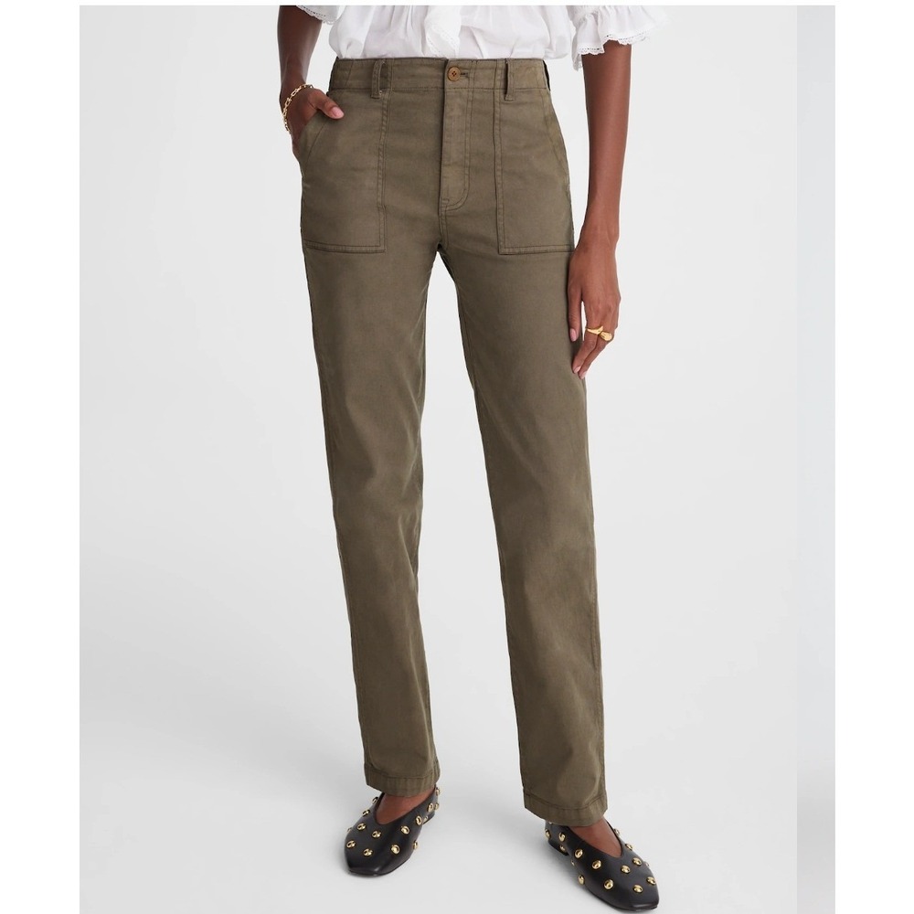 Madewell The Straight Utility Pant Faded Olive Green High‎ Rise Patch Pocket 28